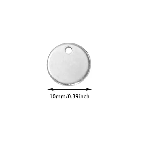 Shapenty 10mm Round Stainless Steel Stamping Tag Pendants, 50PCS | DIY Jewelry Making Charms thumbnail 2