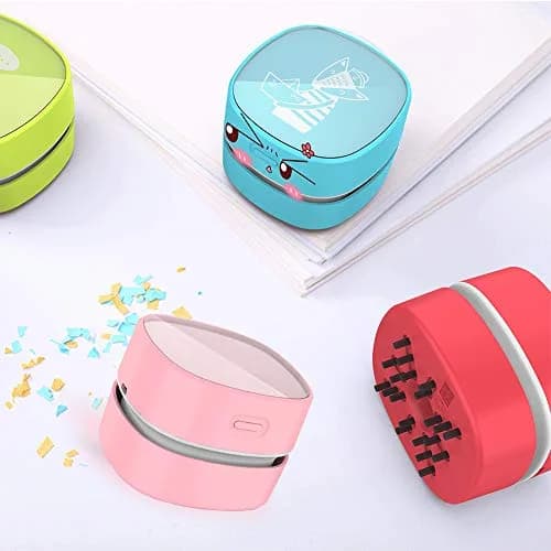 ODISTAR Mini Desktop Vacuum Cleaner Pink AA Battery Powered | Cordless Convenience for Table Dust thumbnail 4