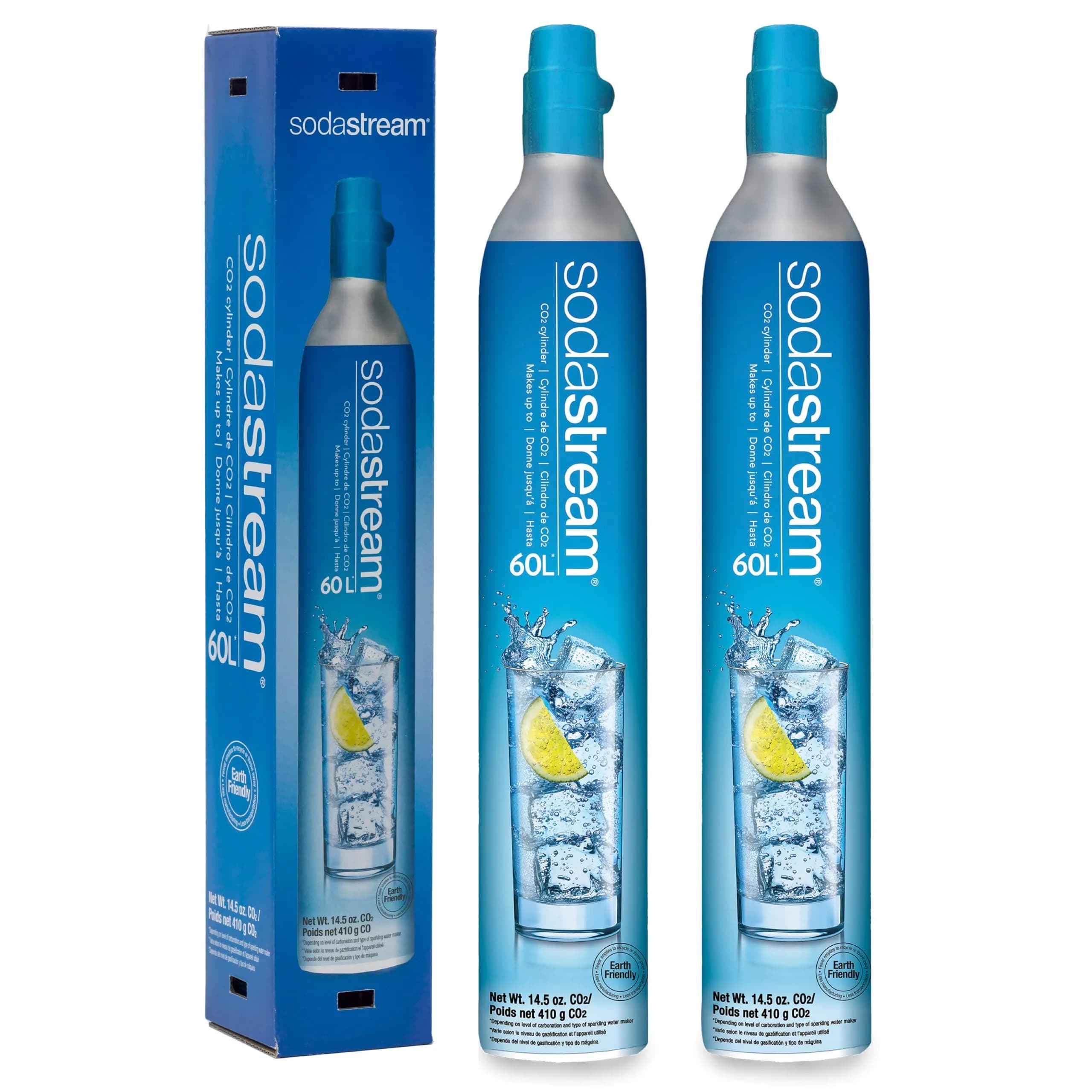 SodaStream CO2 Gas Refill Pack - 2 Blue Screw-in Cylinders (60L Each) | Carbonate Up to 120 Gallons