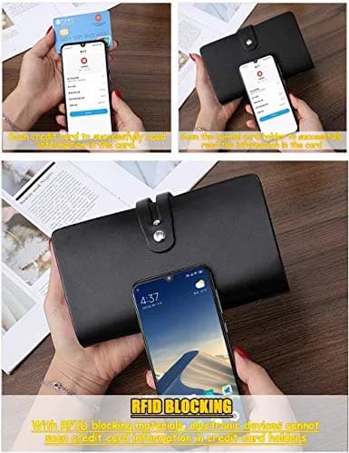 JERLA RFID Credit Card Holder Book 96 Card Slots (18.54cm x 10.92cm x 2.49cm) | Genuine PU Leather Organizer thumbnail 4