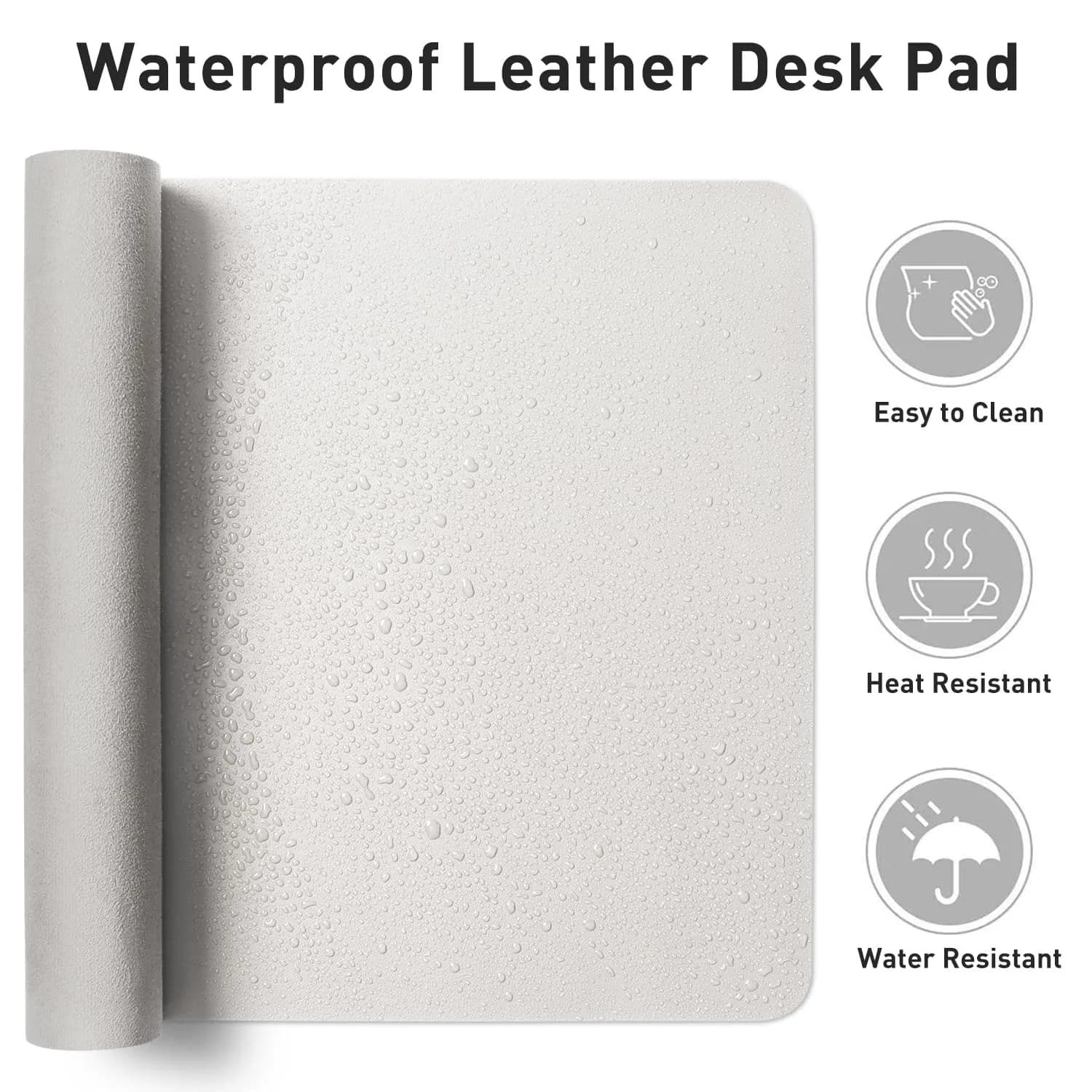 Aothia Off-White PU Leather Desk Pad Protector, Mouse Pad, Office Desk Mat, 31.5" x 15.7" | Protects Desk from Scratches, Stains, Spills thumbnail 6