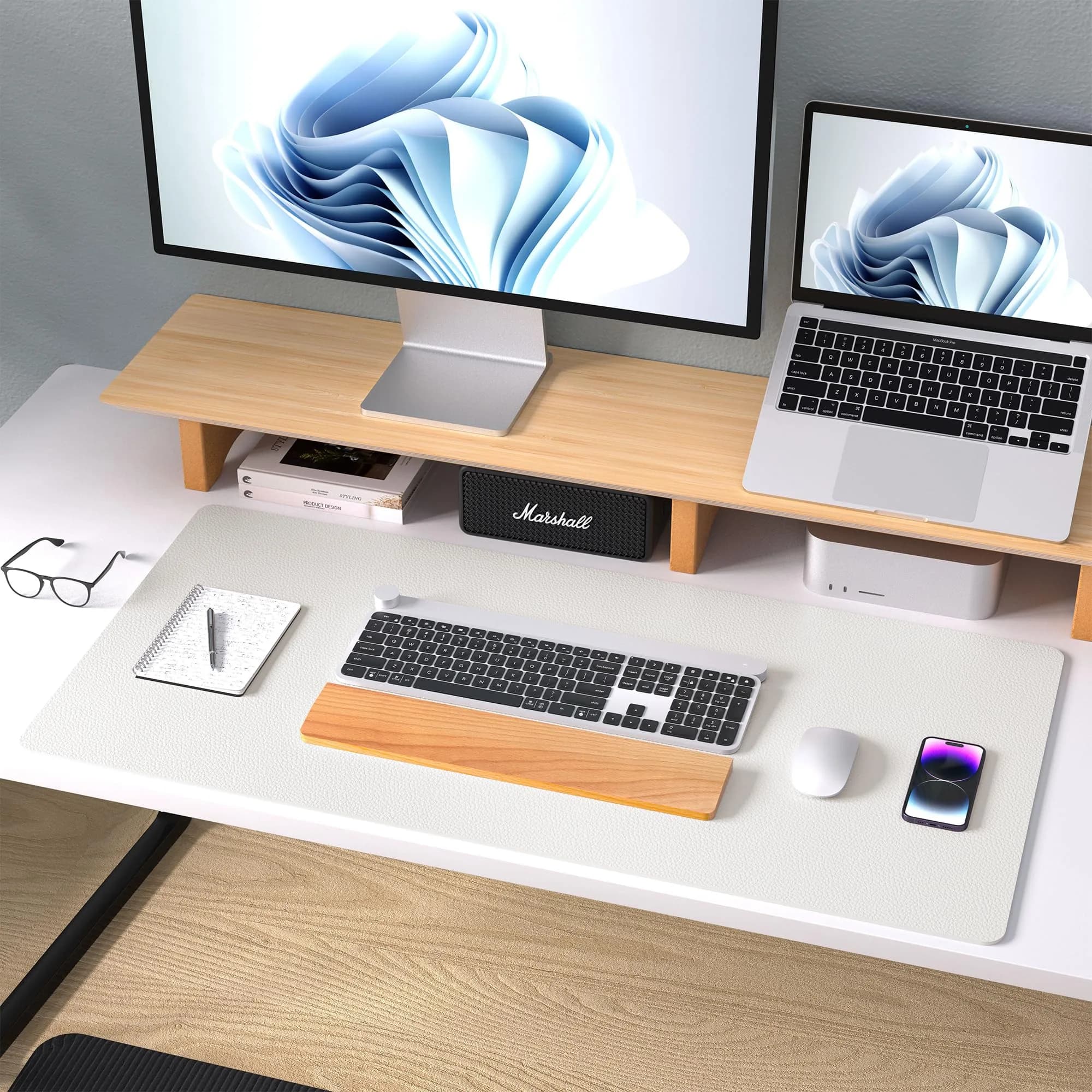 Aothia Off-White PU Leather Desk Pad Protector, Mouse Pad, Office Desk Mat, 31.5" x 15.7" | Protects Desk from Scratches, Stains, Spills thumbnail 9