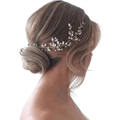 JAKAWIN Rhinestone Wedding Hair Piece Bridal Hair Accessories for Women Silver/Gold 45cm (17.7in) thumbnail 1