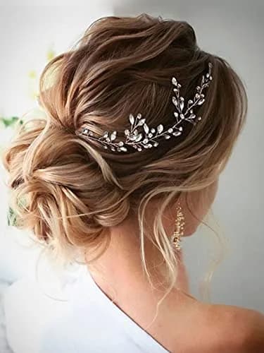 JAKAWIN Rhinestone Wedding Hair Piece Bridal Hair Accessories for Women Silver/Gold 45cm (17.7in) thumbnail 5