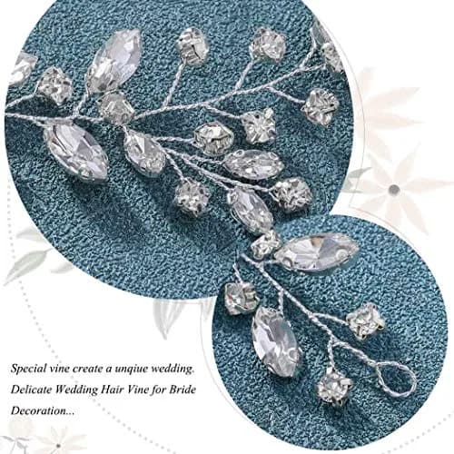 JAKAWIN Rhinestone Wedding Hair Piece Bridal Hair Accessories for Women Silver/Gold 45cm (17.7in) thumbnail 6