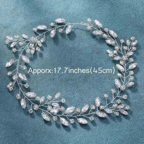 JAKAWIN Rhinestone Wedding Hair Piece Bridal Hair Accessories for Women Silver/Gold 45cm (17.7in) thumbnail 2