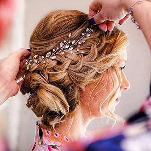 JAKAWIN Rhinestone Wedding Hair Piece Bridal Hair Accessories for Women Silver/Gold 45cm (17.7in) thumbnail 3