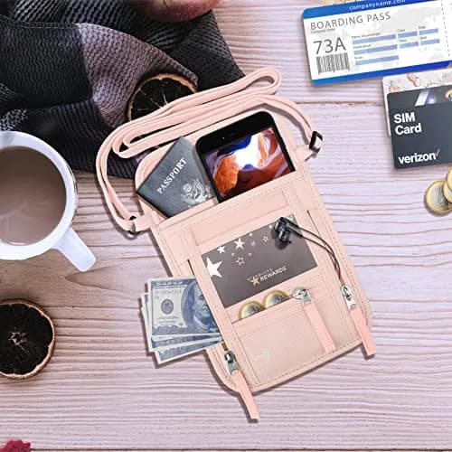WALNEW RFID Blocking Passport Holder Neck Pouch 19cm (7.5in) | Secure Travel Wallet for Men & Women thumbnail 7