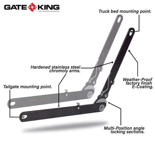 GATE KING Ratcheting Multi Position Pickup Truck Tailgate Adjuster for Toyota Tacoma 2005-2023 | Heavy-Duty, Made in USA thumbnail 4