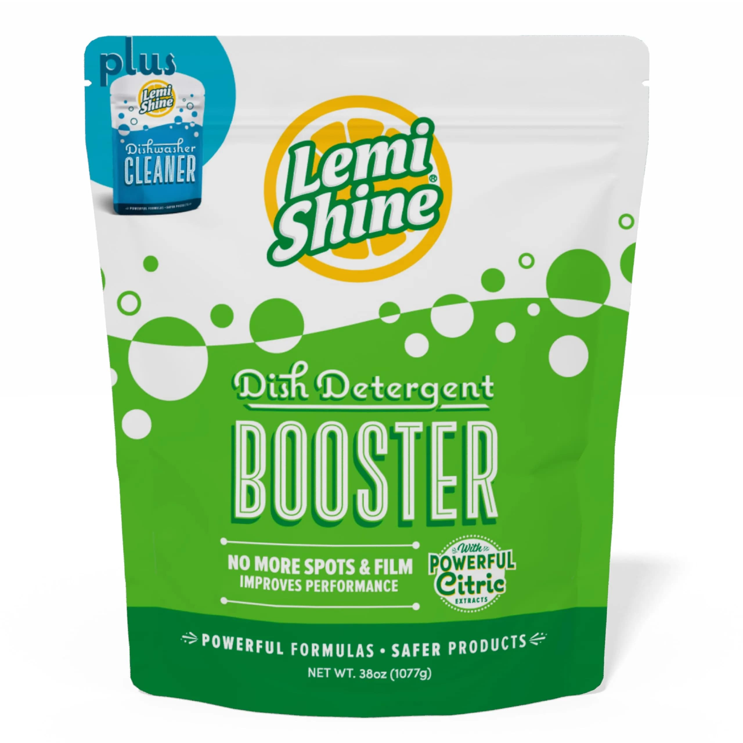 Lemi Shine Natural Dish Detergent Booster - 10 oz (8 Pack) | Hard Water Stain Remover & Citric Acid Cleaner — White