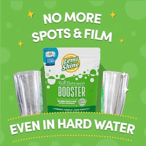 Lemi Shine Natural Dish Detergent Booster - Removes Hard Water Stains 38 oz | Powerful Hard Water Spot Remover thumbnail 3