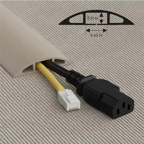 D-Line 6ft Floor Cord Cover Beige | Heavy Duty Cable Protector for Floors thumbnail 3