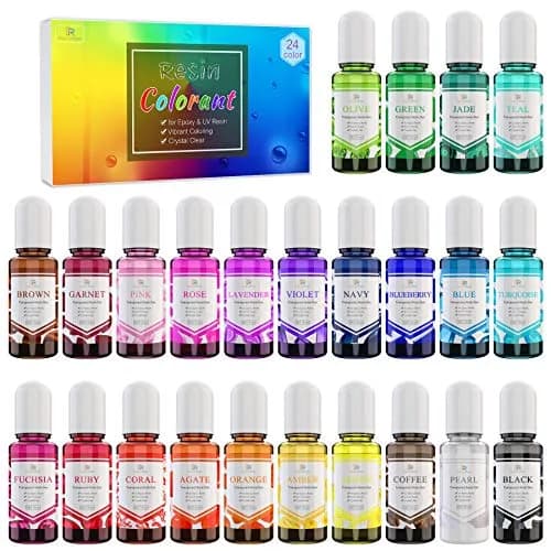DecorRom 24 Color Epoxy Pigment Set 10ml Each | Crystal Transparent Dye for Resin Art & Jewelry Making thumbnail 1