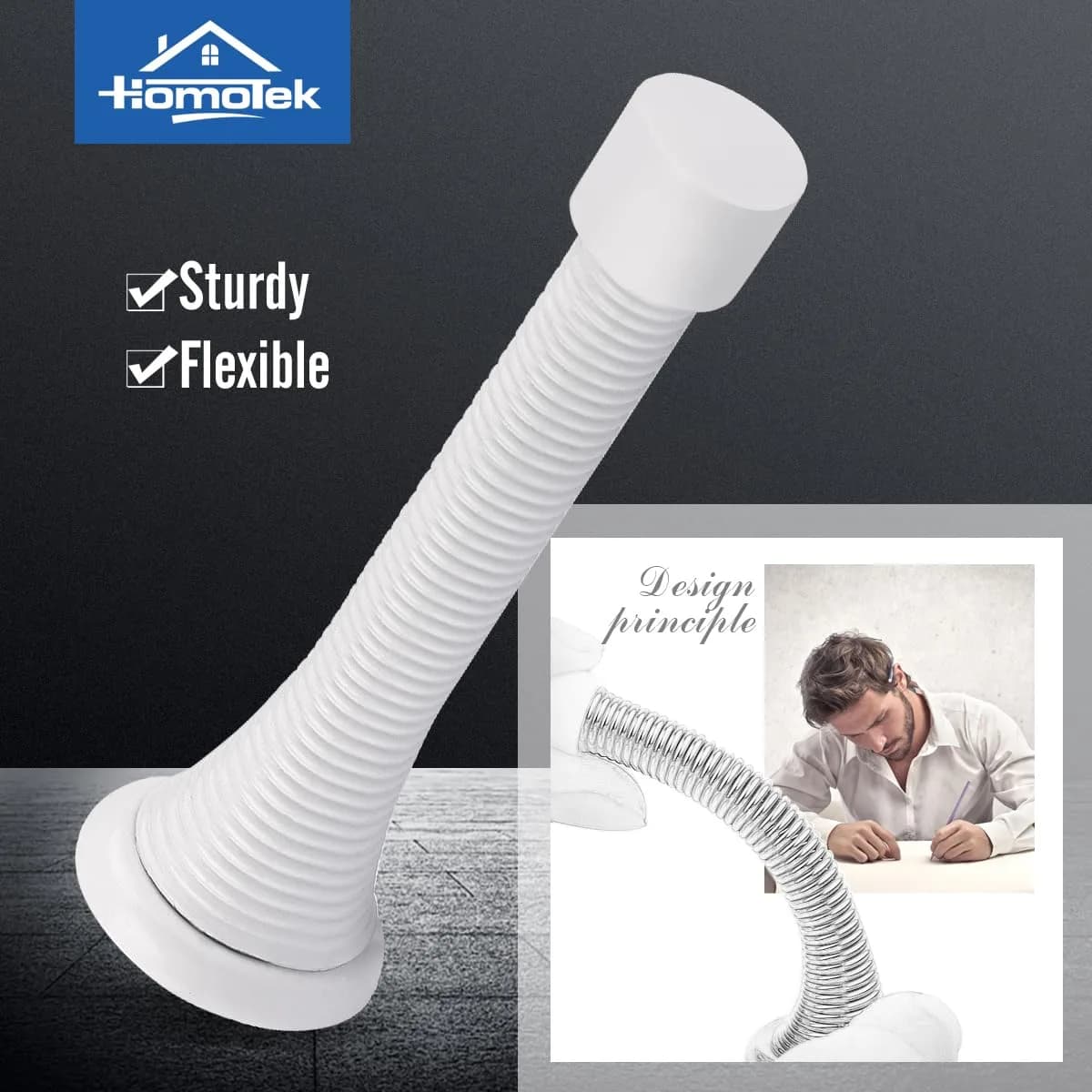 HOMOTEK White 12 Pack Spring Door Stops | Protects Walls & Doors thumbnail 2