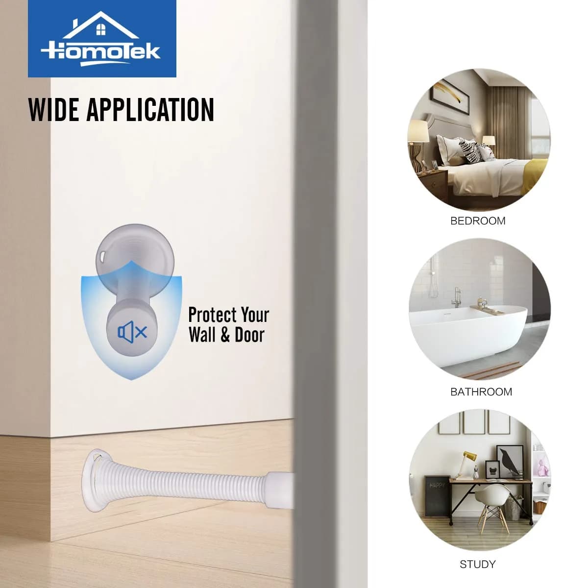 HOMOTEK White 12 Pack Spring Door Stops | Protects Walls & Doors thumbnail 6