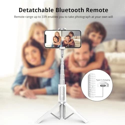 ATUMTEK Selfie Stick Tripod with Bluetooth Remote, 31.3" (79.5 cm) Extendable Aluminum Phone Holder for iPhone & Samsung thumbnail 4
