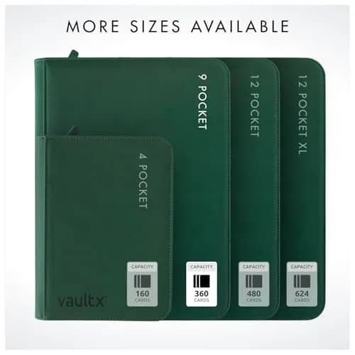 Vault X 9 Pocket Zip Trading Card Binder 360 Cards Exo-Tec Green | Durable, Water-Resistant, Acid-Free Storage thumbnail 8