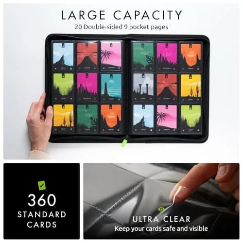 Vault X 9 Pocket Zip Trading Card Binder 360 Cards Exo-Tec (Red) | Durable, Water-Resistant, Archival-Safe thumbnail 4