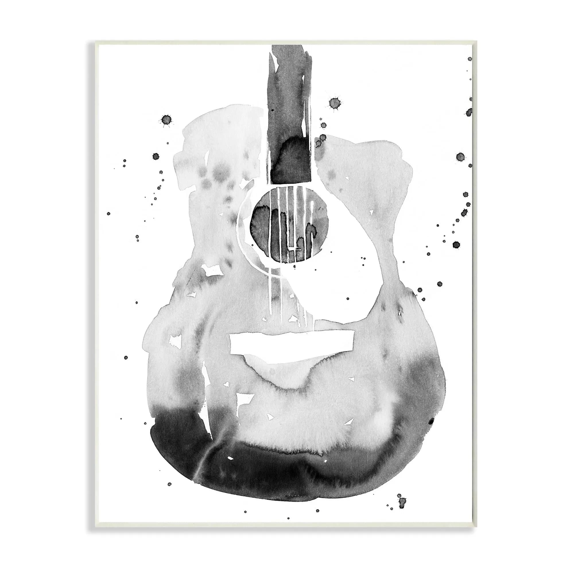 Stupell Industries Acoustic Guitar Watercolor Wall Plaque 13 x 19 Inch | Artistic Music Decor - main product image