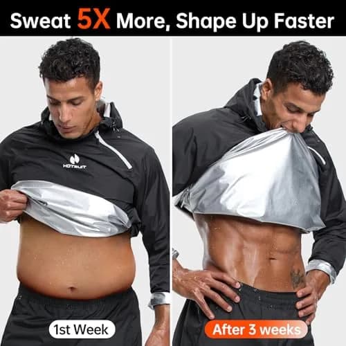 HOTSUIT Men's Sauna Suit Jacket - Black XL | Accelerates Sweat for Weight Loss & Body Shaping thumbnail 5