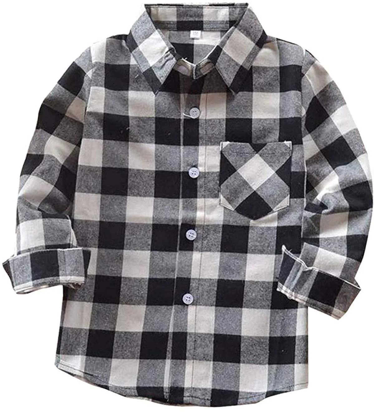 Goodplayer Red Plaid Flannel Shirt for Kids 4-5T | Soft Cotton, Classic Design, Perfect for Winter - main product image