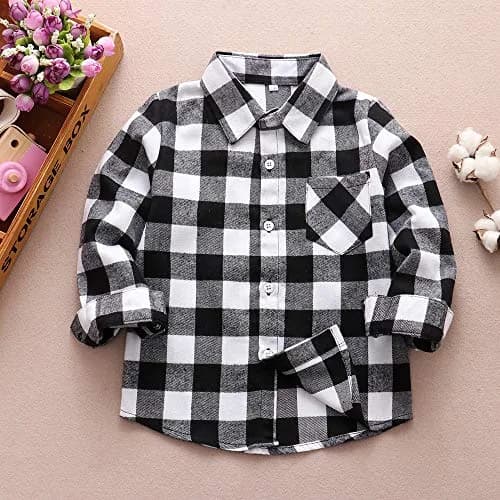 Goodplayer Red Plaid Flannel Shirt for Kids 4-5T | Soft Cotton, Classic Design, Perfect for Winter thumbnail 2