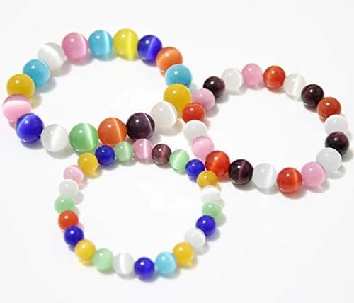 Suoirblss Cat's Eye Stone Bracelet 12mm (0.47 inch) | Crystal Gemstone Beaded Yoga Bracelet for Women & Men thumbnail 2
