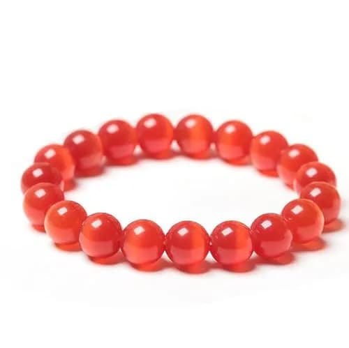 Suoirblss Red Cat's Eye Stone Bracelet 12mm | Crystal Gemstone Beaded Yoga Bracelet thumbnail 1