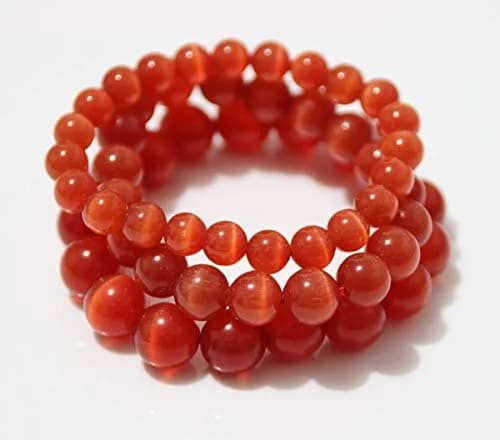 Suoirblss Red Cat's Eye Stone Bracelet 12mm | Crystal Gemstone Beaded Yoga Bracelet thumbnail 4