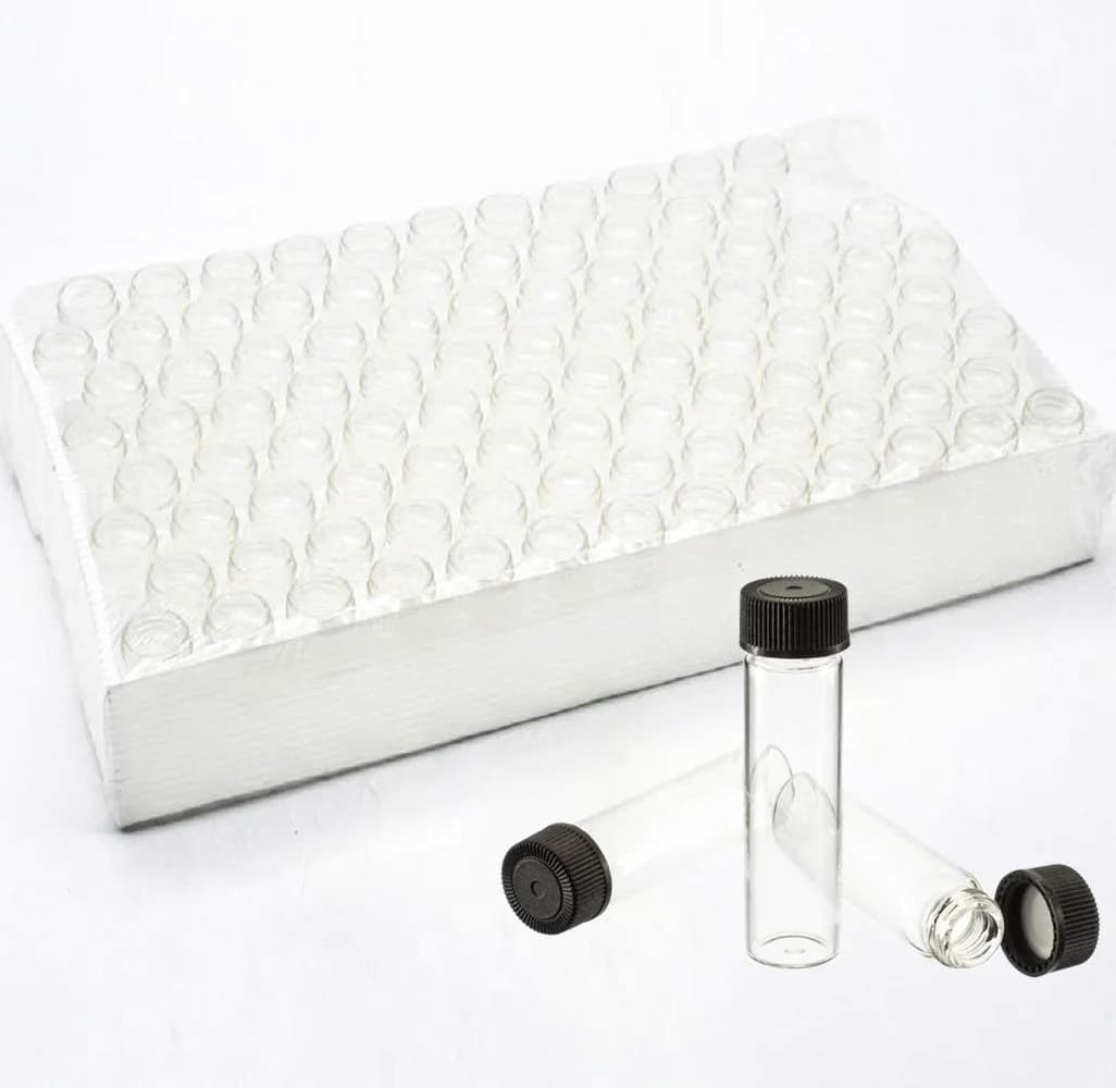 SUCOHANS 4ml Glass Vials with Black Phenolic Screw Caps | Sample & Storage Vials in India - main product image