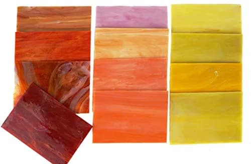 Lanyani 10 Sheets Variety Stained Glass Sheets Pack, 4 x 6 inch | Fall Colors Mosaic Tiles for Crafts thumbnail 5