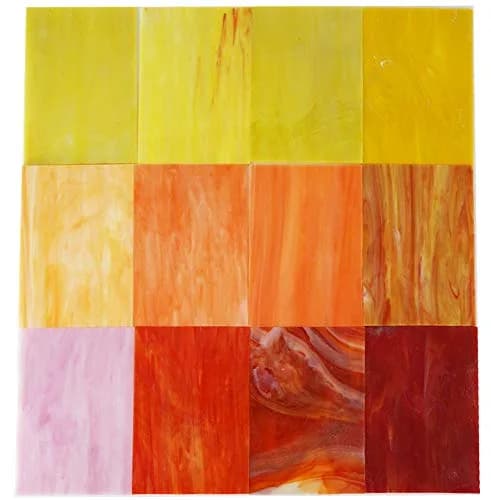 Lanyani 10 Sheets Variety Stained Glass Sheets Pack, 4 x 6 inch | Fall Colors Mosaic Tiles for Crafts thumbnail 7