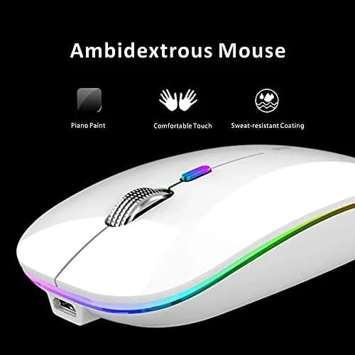 Uiosmuph G12 LED Wireless Mouse - White | Rechargeable, Silent, USB-C, 1600 DPI thumbnail 6