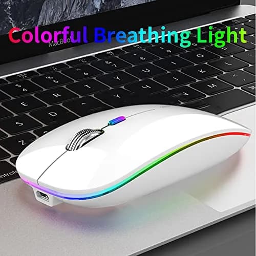 Uiosmuph G12 LED Wireless Mouse - White | Rechargeable, Silent, USB-C, 1600 DPI thumbnail 2