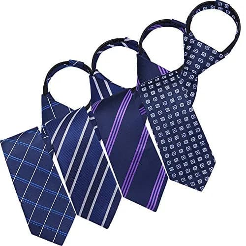 AUSKY 4 Packs Pre-tied Adjustable Zipper Skinny necktie 2.35in | Classic Slim Ties for Men & Boys thumbnail 1