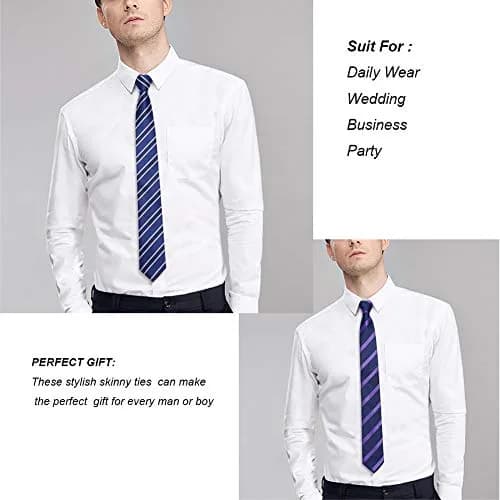 AUSKY 4 Packs Pre-tied Adjustable Zipper Skinny necktie 2.35in | Classic Slim Ties for Men & Boys thumbnail 6