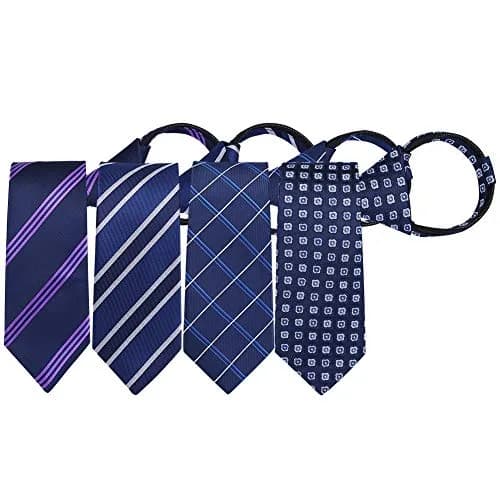 AUSKY 4 Packs Pre-tied Adjustable Zipper Skinny necktie 2.35in | Classic Slim Ties for Men & Boys thumbnail 8