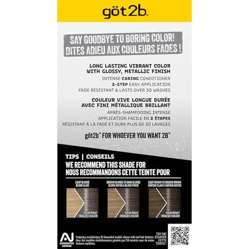 Got2B Metallics Permanent Hair Color M72 Dusty Silver 142ml (4.8 Fl Oz) | Anti-Fade Metallic Shine thumbnail 6
