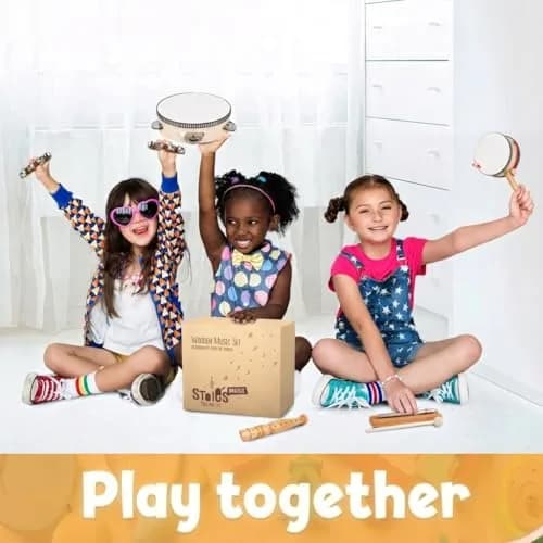 Stoie’s Wooden Musical Instruments for Kids Ages 3+ | Montessori Music Toy Set with 13 Instruments thumbnail 5