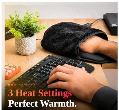 WOLVIO USB Heated Mouse Pad Hand Warmer | 3 Temperatures & Timers, Ergonomic, UKCA/CE Certified thumbnail 6
