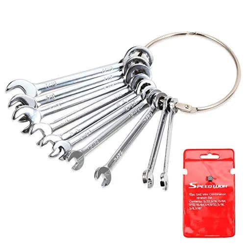 SPEEDWOX Mini SAE Ignition Wrench Set 10 Pcs 5/32"-7/16" | High Carbon Steel Rust-Resistant Chrome Finish thumbnail 1