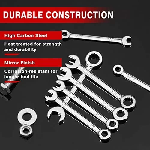 SPEEDWOX Mini SAE Ignition Wrench Set 10 Pcs 5/32"-7/16" | High Carbon Steel Rust-Resistant Chrome Finish thumbnail 3