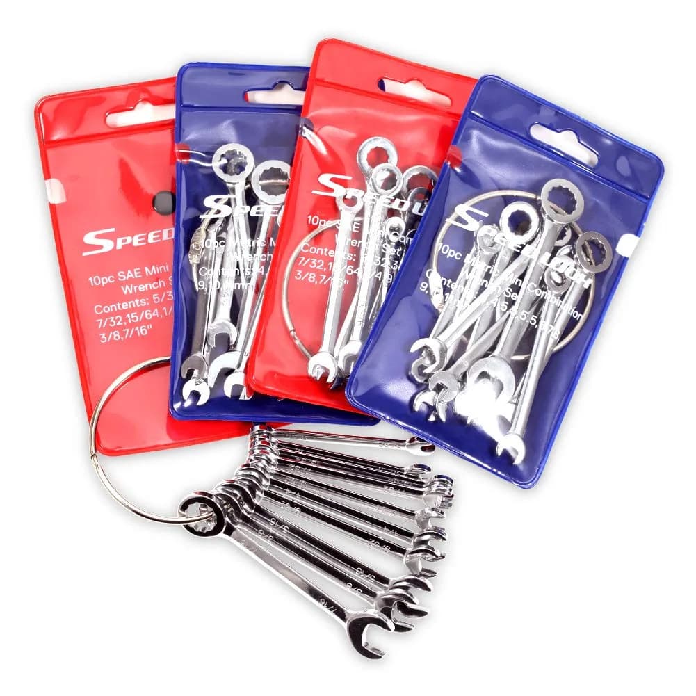 SPEEDWOX Mini SAE Ignition Wrench Set 10 Pcs 5/32"-7/16" | High Carbon Steel Rust-Resistant Chrome Finish — 4 set wrench