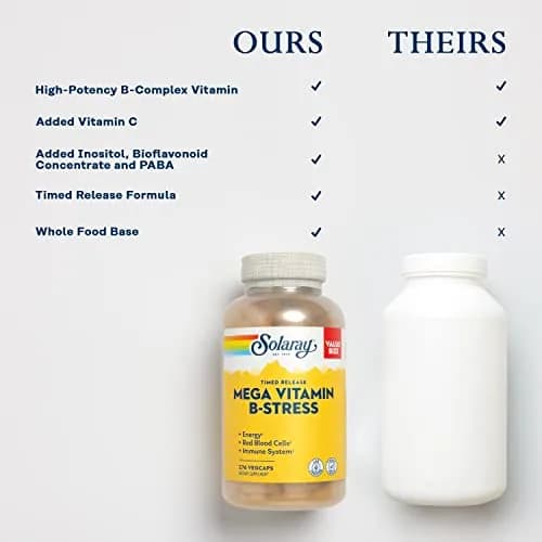 SOLARAY Mega Vitamin B-Stress - Timed Release Vitamin B Complex w/Vitamin B12, B6, Folic Acid, VIT. C - Vegan, 276 Count thumbnail 5