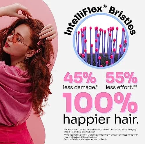 Wet Brush Thick Hair Detangling Brush, Pink, Ultra-Soft IntelliFlex Bristles Glide Through Tangles With Ease, Pain-Free Detangler for All Hair Types, Wet & Dry thumbnail 3