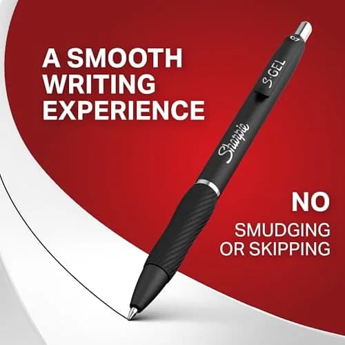 Sharpie S-Gel Pens, Medium Point (0.7mm), Black Ink, 4 Count | Smooth Ink Flow for Writing thumbnail 4