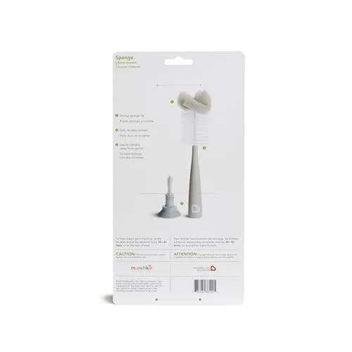 Munchkin Sponge Bottle Brush, Grey/Sage | 2 Count, Soft Nylon & Sponge, Upright Stand thumbnail 7