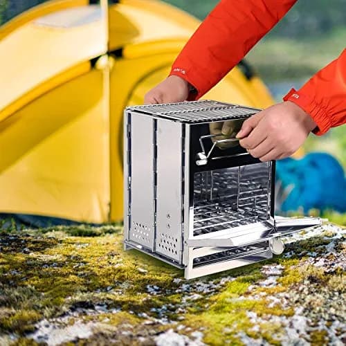 REDCAMP Stainless Steel Camping Wood Burning Stove with Storage Bag | Large, 2.63 kg (5.5 lbs) thumbnail 4