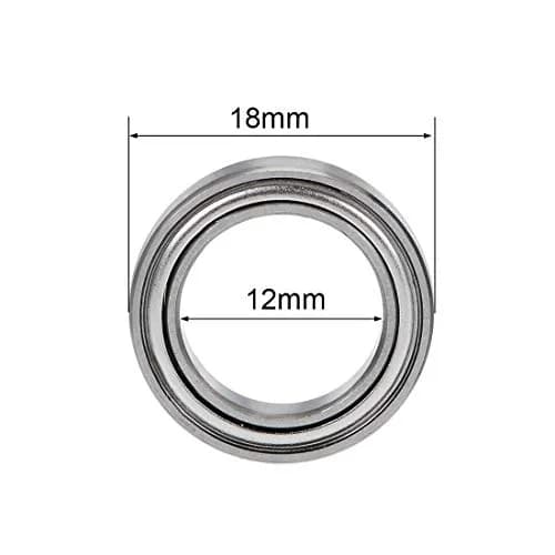 uxcell Deep Groove Ball Bearing 12mm x 18mm x 4mm | Double Shielded Chrome Steel, 10pcs thumbnail 4