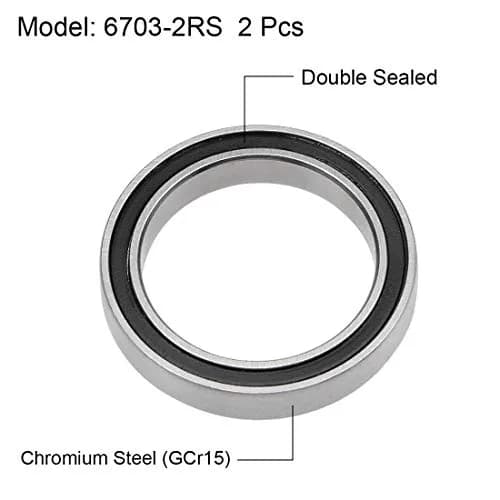 uxcell 6703-2RS Deep Groove Ball Bearings 17x23x4mm Chrome Steel Double Sealed (2 Pcs) | Industrial Grade Radial Ball Bearing thumbnail 2